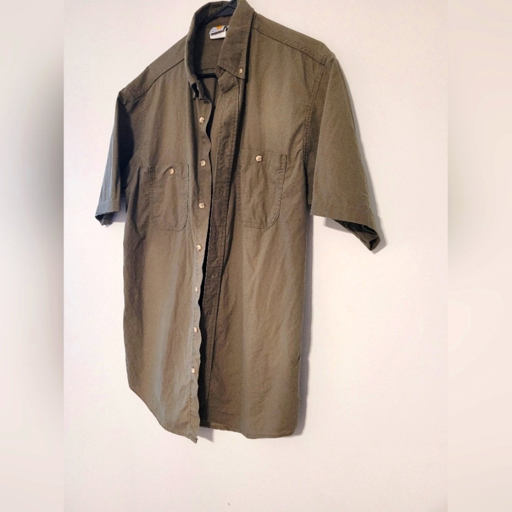 Olive Carhart Button Up Short Sleeve